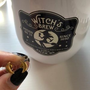 Brass crescent moon stud earrings